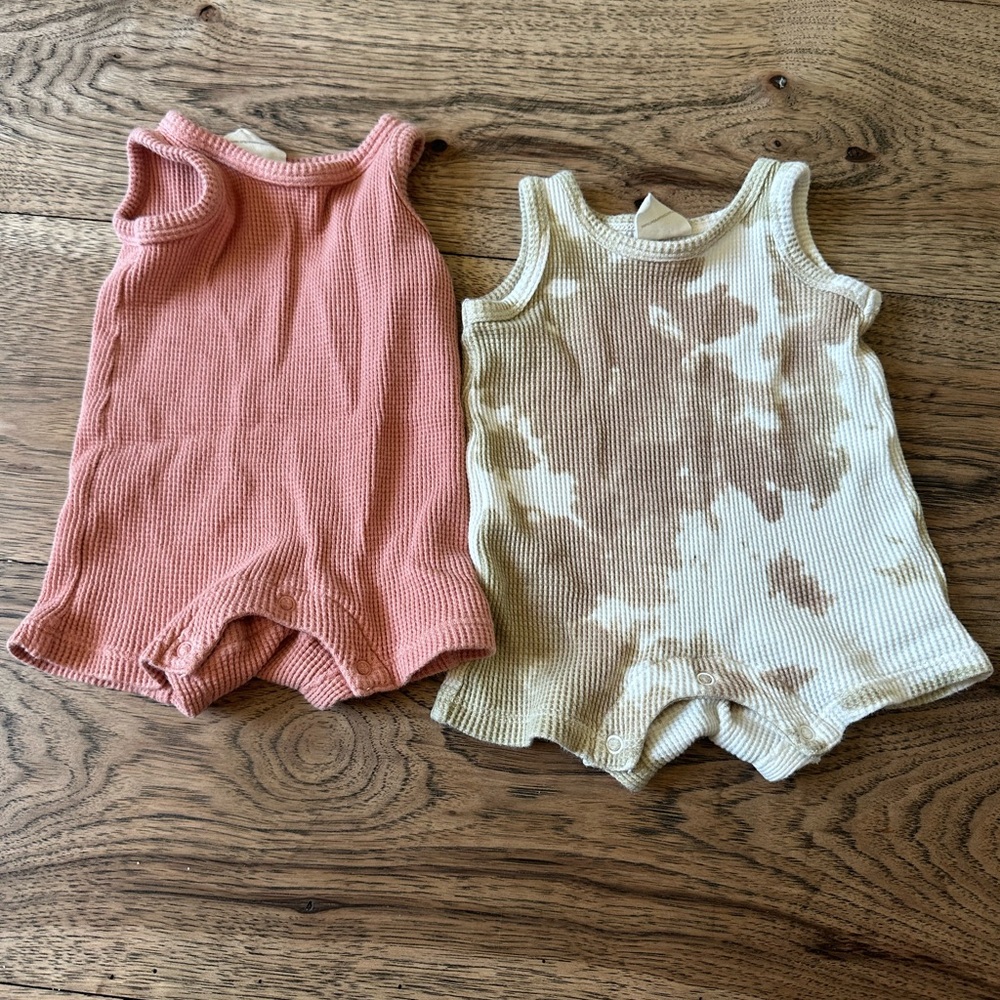 Spearmint Love romper bundle 0-3 months waffle